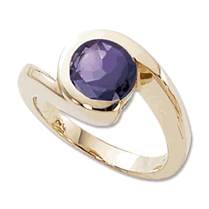 Round Amethyst Ring - 14K Yellow Gold Size 7 - 70420AM