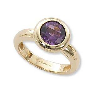 Round Amethyst Ring - 14K Yellow Gold Size 7 - 70732AM