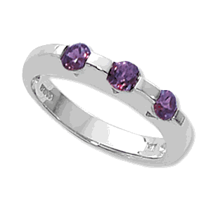 Round Amethyst Ring - Sterling Silver Size 7 - 70736AM-SS