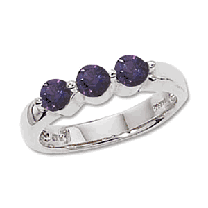 Round Amethyst Ring - Sterling Silver Size 7 - 70677AM-SS