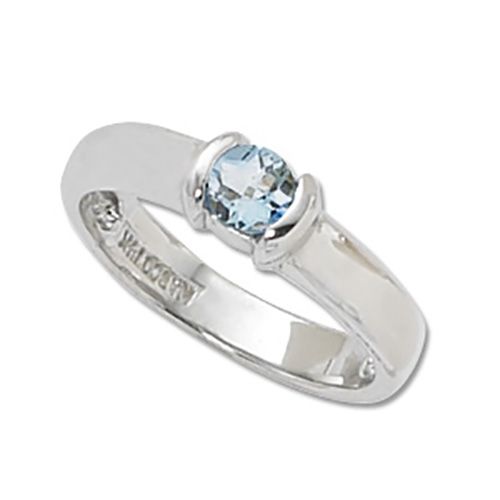 Round Aquamarine Ring - 14K White Gold Size 7 - 70176AQWG