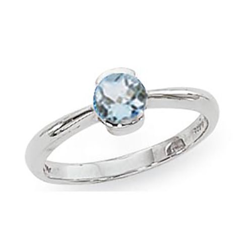 Round Aquamarine Ring - 14K White Gold Size 7 - 70337AQWG