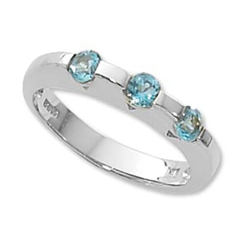 Round Blue Topaz Ring - 14K White Gold Size 7 - 70736BTWG