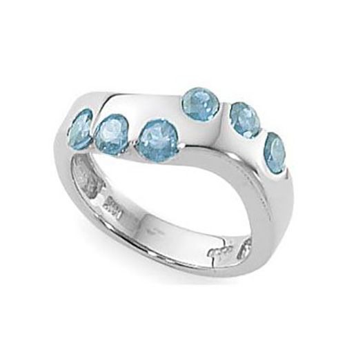 Round Blue Topaz Ring - 14K White Gold Size 7 - 70878BTWG