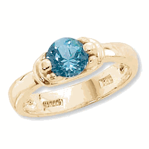 Round Blue Topaz Ring - 14K Yellow Gold Size 7 - 70916BT