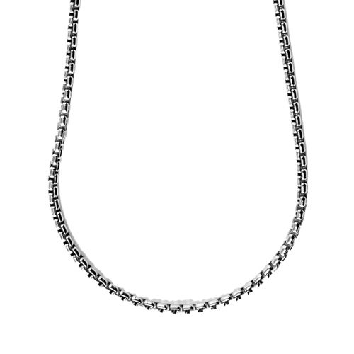 Round Box Chain Necklace - 14K White Gold - 33-3000-16-14kw