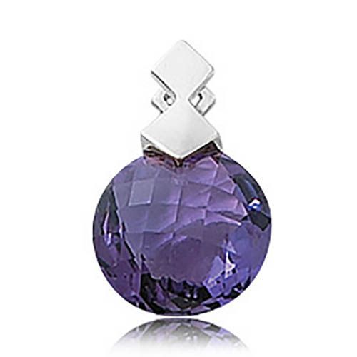 Round Briolette Amethyst Pendant - Sterling Silver
