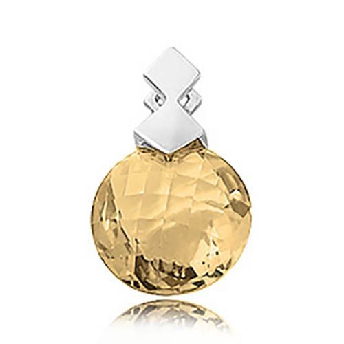 Round Briolette Citrine Pendant - Sterling Silver