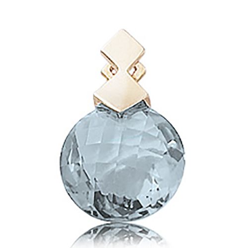 Round Briolette Swiss Blue Topaz Pendant - 14K Yellow Gold