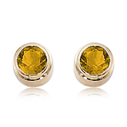 Round Citrine Earrings - 14K Yellow Gold - 90153CI
