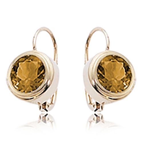 Round Citrine Earrings - 14K Yellow Gold - 90153CILB