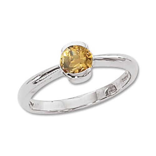 Round Citrine Ring - 14K White Gold Size 7 - 70337CIWG