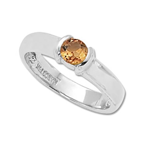 Round Citrine Ring - 14K White Gold Size 7 - 70176CIWG