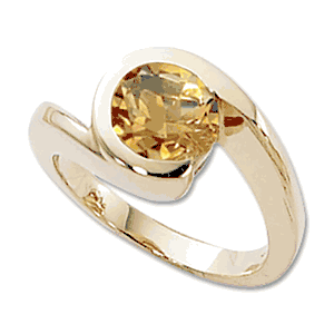 Round Citrine Ring - 14K Yellow Gold Size 7 - 70420CI