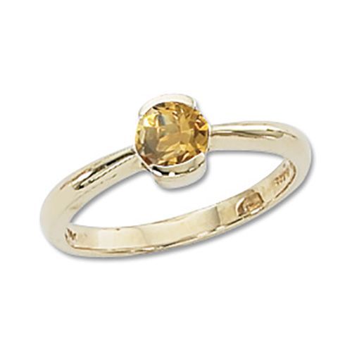 Round Citrine Ring - 14K Yellow Gold Size 7 - 70337CI