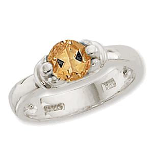 Round Citrine Ring - Sterling Silver Size 7 - 70916CI-SS