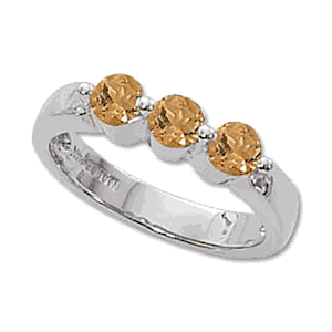 Round Citrine Ring - Sterling Silver Size 7 - 70677CI-SS