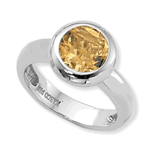 Round Citrine Ring - Sterling Silver Size 7 - 70732CI-SS