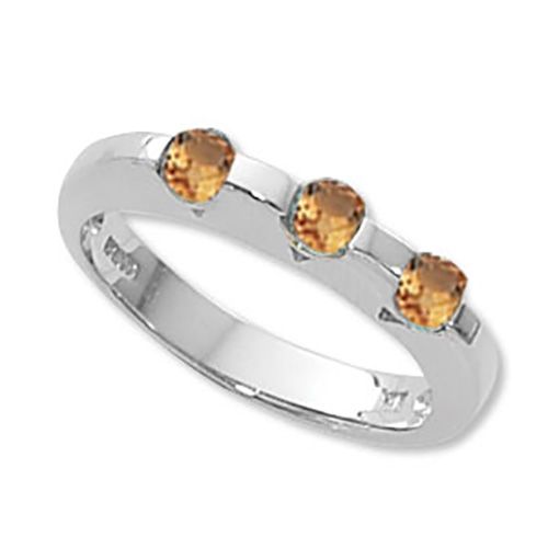 Round Citrine Ring - Sterling Silver Size 7 - 70736CI-SS