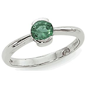 Round Emerald Ring - Sterling Silver Size 7 - 70337EM-SS