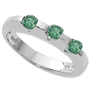 Round Emerald Ring - Sterling Silver Size 7 - 70736EM-SS