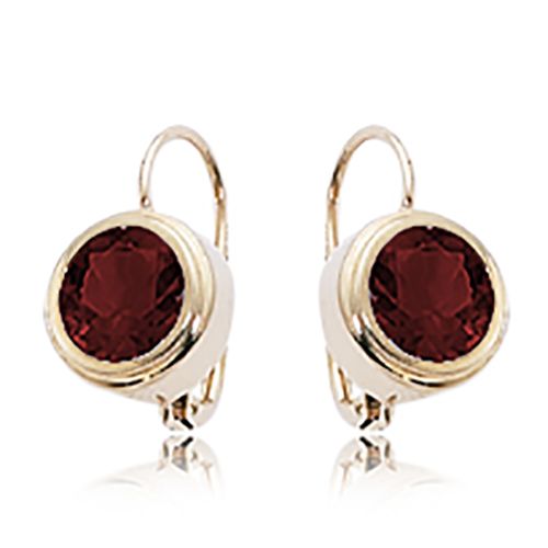 Round Garnet Earrings - 14K Yellow Gold - 90153GALB