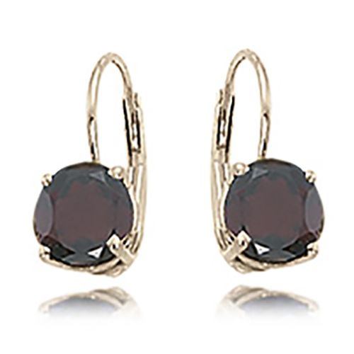 Round Garnet Earrings - 14K Yellow Gold - 90199GA