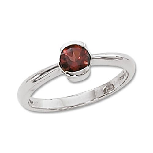 Round Garnet Ring - 14K White Gold Size 7 - 70337GAWG