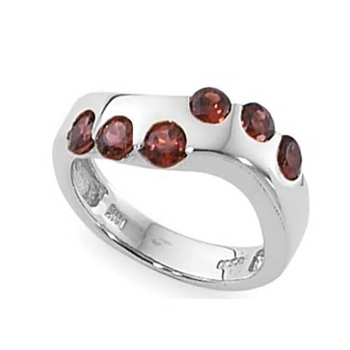 Round Garnet Ring - 14K White Gold Size 7 - 70878GAWG