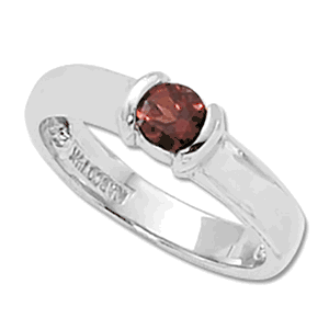 Round Garnet Ring - Sterling Silver Size 7 - 70176GA-SS