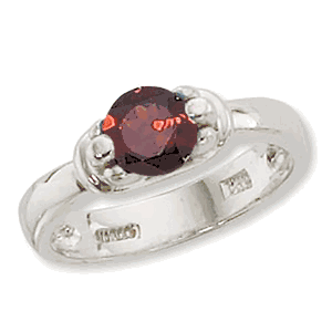Round Garnet Ring - Sterling Silver Size 7 - 70916GA-SS