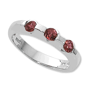 Round Garnet Ring - Sterling Silver Size 7 - 70736GA-SS