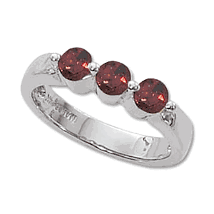 Round Garnet Ring - Sterling Silver Size 7 - 70677GA-SS