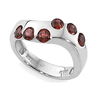 Round Garnet Ring - Sterling Silver Size 7 - 70878GA-SS
