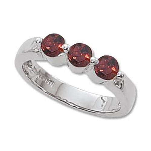 Round Garnet Ring - Sterling Silver Size 7 - 70677GA-SS