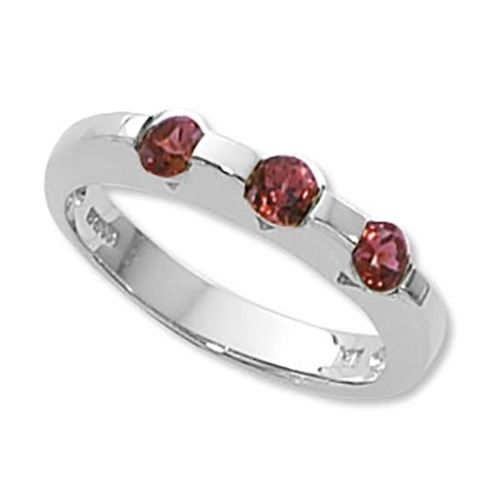 Round Garnet Ring - Sterling Silver Size 7 - 70736GA-SS