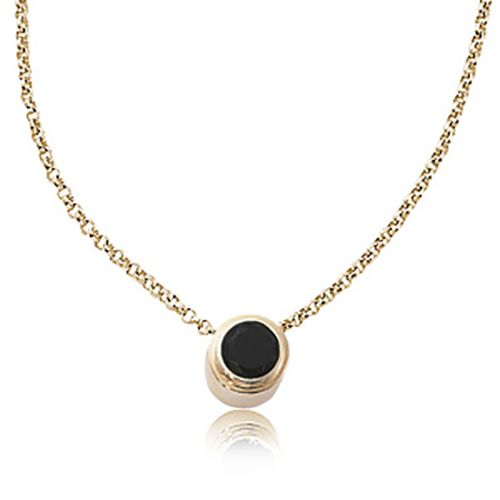 Round Onyx Pendant - 14K Yellow Gold