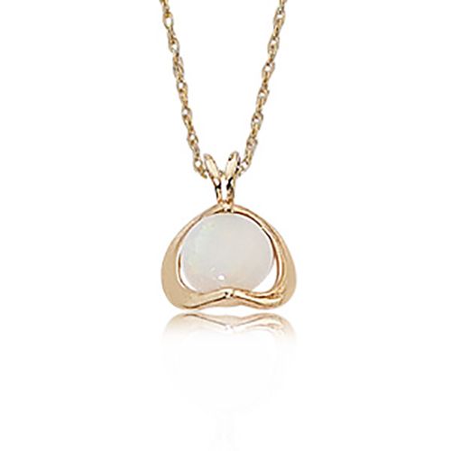 Round Opal Pendant - 14K Yellow Gold - 80237OP