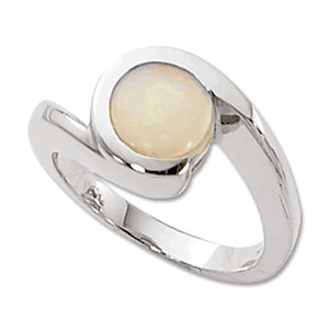 Round Opal Ring - Sterling Silver Size 7