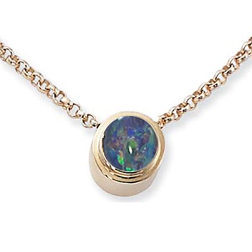 Round Opal Triplet Pendant - 14K Yellow Gold