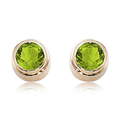 Round Peridot Earrings - 14K Yellow Gold - 90153PE