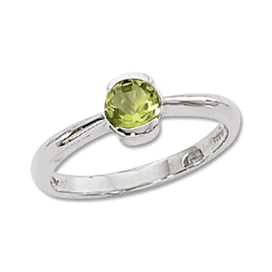 Round Peridot Ring - 14K White Gold Size 7 - 70337PEWG