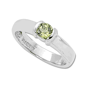 Round Peridot Ring - 14K White Gold Size 7 - 70176PEWG