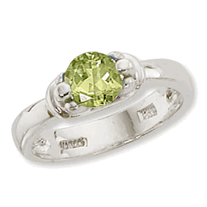 Round Peridot Ring - 14K White Gold Size 7 - 70916PEWG
