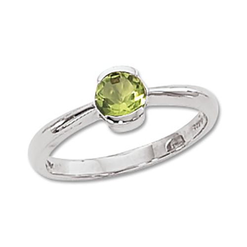 Round Peridot Ring - 14K White Gold Size 7 - 70337PEWG
