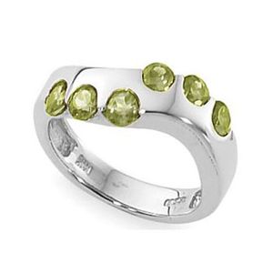 Round Peridot Ring - 14K White Gold Size 7 - 70878PEWG