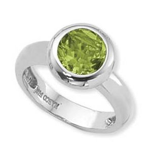 Round Peridot Ring - 14K White Gold Size 7 - 70732PEWG