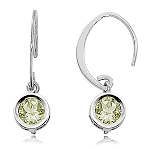 Round Praseolite Drop Earrings - Sterling Silver