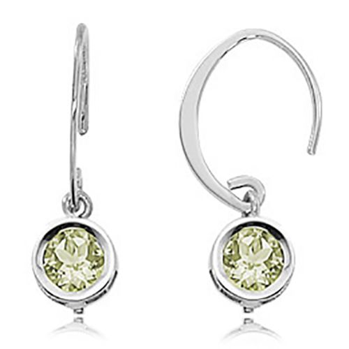 Round Praseolite Drop Earrings - Sterling Silver