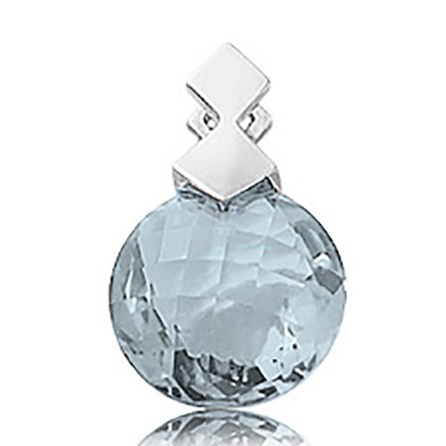 Round Praseolite Pendant - 14K White Gold